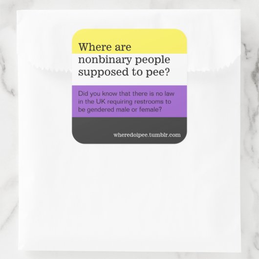 Openbare wc-stickers vierkante sticker (Tas)