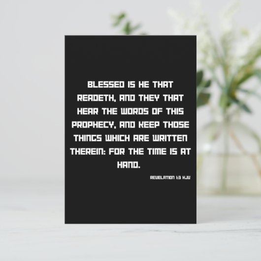 Openbaring 1:3 KJV Bijbel Schrift Groet Kaart (Staand voorkant)