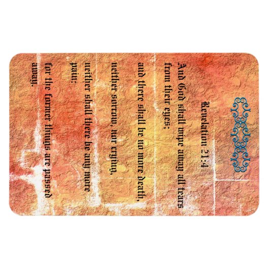 Openbaring 21:4 Brons Rode Textuur Geen Tranen Magneet (Horizontaal)