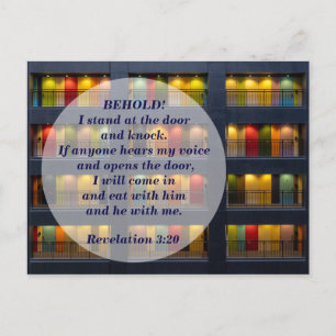 Openbaring 3:20 De deur Bijbelvers Geheugen Briefkaart