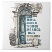 Openbaring 3:20 Ik sta aan de deur en klop Tegeltje (Voorkant)