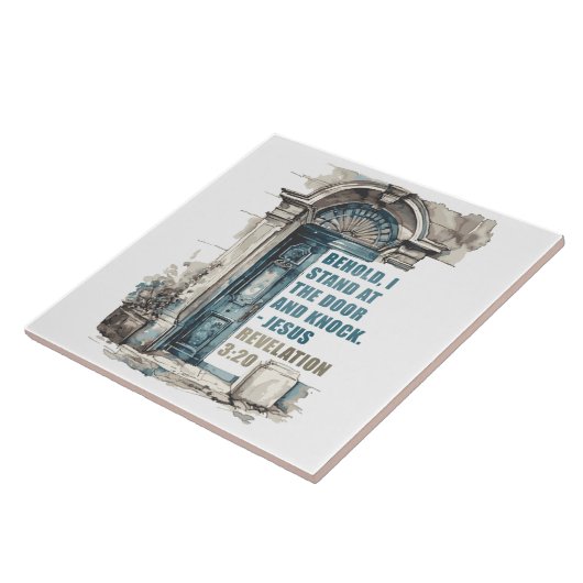 Openbaring 3:20 Ik sta aan de deur en klop Tegeltje (Zijkant)