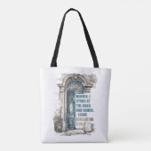 Openbaring 3:20 Ik sta aan de deur en klop Tote Bag (Achterkant)