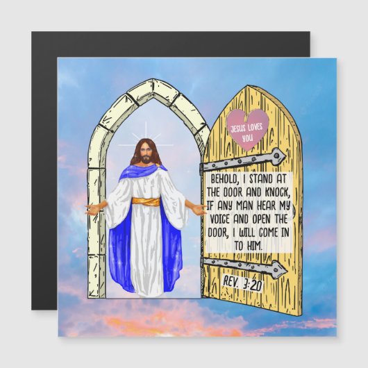 Openbaring 3:20 kaartmagneet (Voorkant / Achterkant)