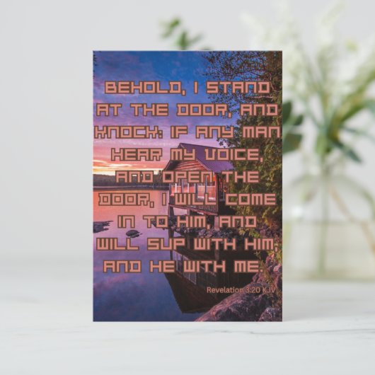 Openbaring 3:20 KJV Bijbel Schrift Pic Groet Kaart (Staand voorkant)