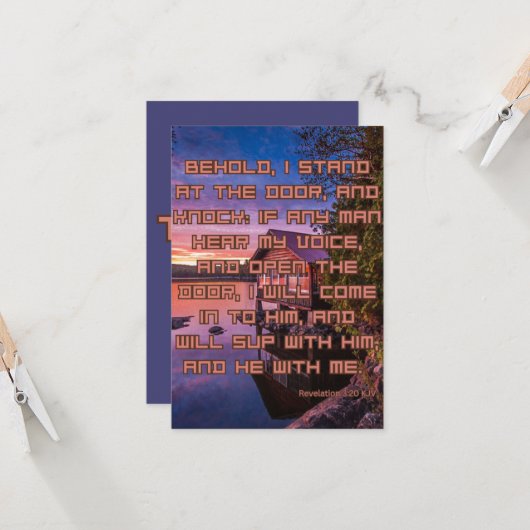Openbaring 3:20 KJV Bijbel Schrift Pic Groet Kaart (Voorkant / Achterkant in situ)