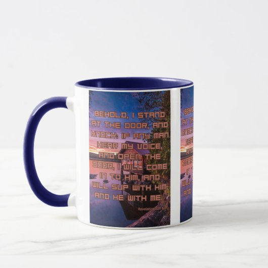 Openbaring 3:20 KJV Bijbel Schrift Pic Two-Tone Mok (Links)