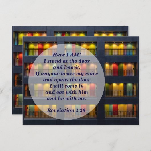 Openbaring 3:20 Sta voor de deur en klop Briefkaart (Voorkant / Achterkant)