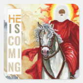 Openbaring De tweede aankomende Armageddon Apocaly Vierkante Sticker (Voorkant)