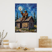 Openbaring op het dak: de maanverlichte omhelzing  poster (Keuken)