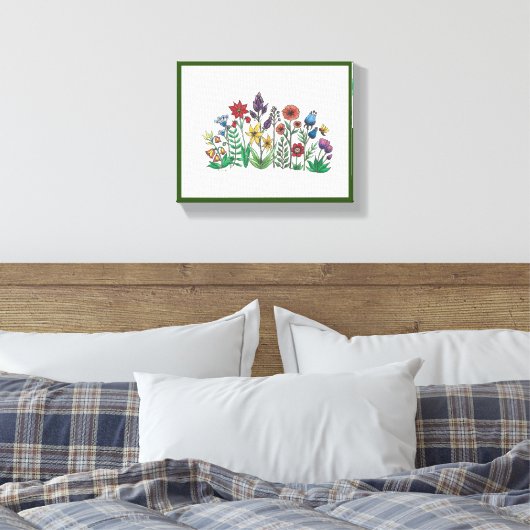 Openbaring van Vette Bloemen Stretched Canvas Prin (Insitu (Slaapkamer))