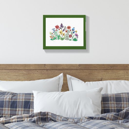 Openbaring van Vette Bloemen Stretched Canvas Prin Afdruk (Insitu (Slaapkamer))