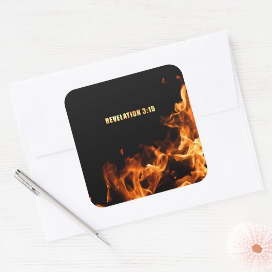 Openbaring: Wees in vuur en vlam voor het Christel Vierkante Sticker (Envelop)