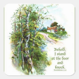 Openbaringen 3:20 Schrift Vierkante Sticker