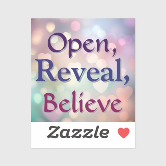 Openen, onthullen, geloven sticker (Vel)