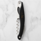 Opener voor wijn met gegraveerde gouden monogram E (Voorkant)