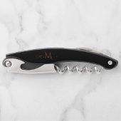Opener voor wijn met gegraveerde gouden monogram E (Voorkant)