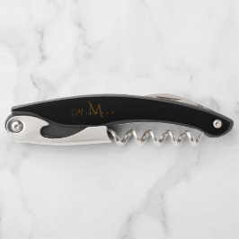Opener voor wijn met gegraveerde gouden monogram E