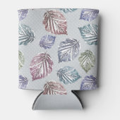 Opengewerkte bladeren op een lichtgrijze achtergro blikjeskoeler (Voorkant)