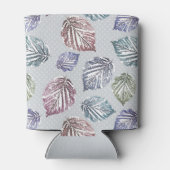 Opengewerkte bladeren op een lichtgrijze achtergro blikjeskoeler (Achterkant)