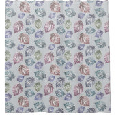 Opengewerkte bladeren op een lichtgrijze achtergro douchegordijn (Voorkant)