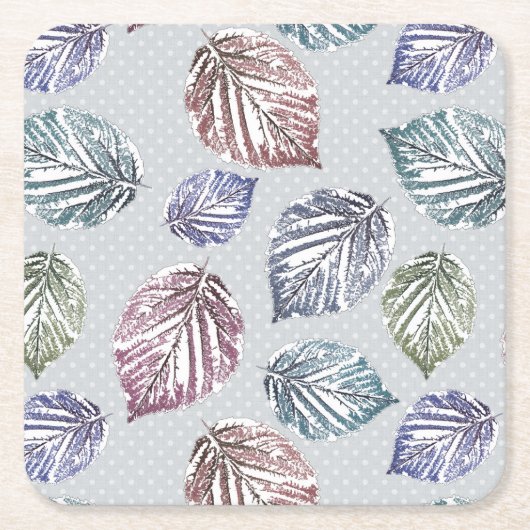 Opengewerkte bladeren op een lichtgrijze achtergro kartonnen onderzetters (Voorkant)