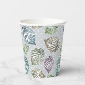 Opengewerkte bladeren op een lichtgrijze achtergro papieren bekers (Achterkant)