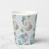 Opengewerkte bladeren op een lichtgrijze achtergro papieren bekers (Rechts)