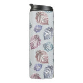 Opengewerkte bladeren op een lichtgrijze achtergro thermosbeker (Geroteerd rechts)