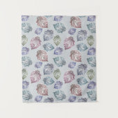 Opengewerkte bladeren op een lichtgrijze achtergro wandkleed (Voorkant)