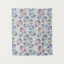 Opengewerkte bladeren op een lichtgrijze achtergro wandkleed