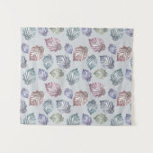 Opengewerkte bladeren op een lichtgrijze achtergro wandkleed (Voorkant (horizontaal))