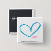 OpenHeart Aqua Vierkante Button 5,1 Cm (Voorkant /achterkant)