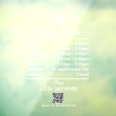 Opening Bedrijfsuren Logo Wit Schrift Eenvoudig Raamsticker (Vel 3)