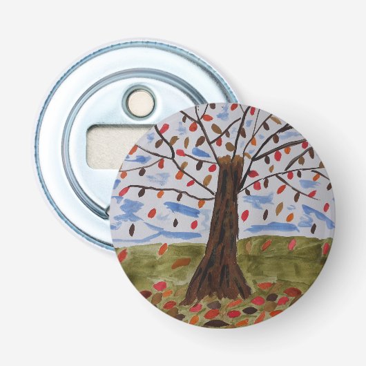Opening herfstboomknoppen button flesopener (Voorkant)
