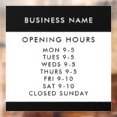 Opening Hours Modern Black Custom Business Window Raamsticker (Vel 2)