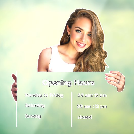 Opening Hours Sign Window Cling Raamsticker (Vel 3)