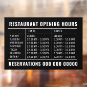 Opening Lunch & Dinner Hours Restaurant Raamsticker (Vel 2)