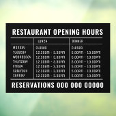 Opening Lunch & Dinner Hours Restaurant Raamsticker (Vel 3)