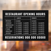 Opening Lunch & Dinner Hours Restaurant Raamsticker (Vel 2)
