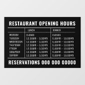 Opening Lunch & Dinner Hours Restaurant Raamsticker (Vel)