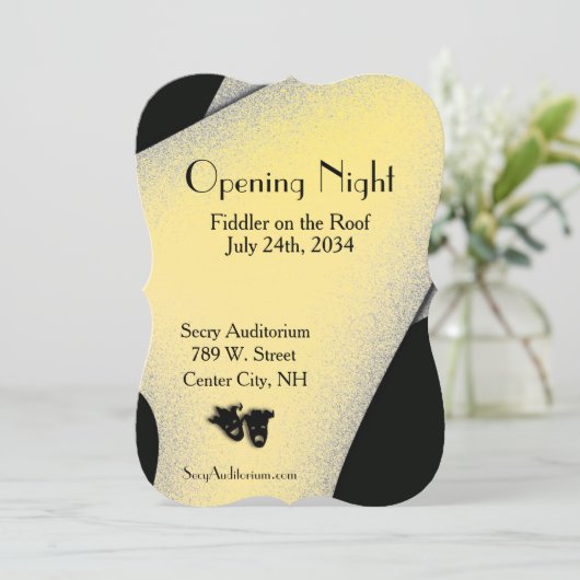 Opening Night Theater Gold uitnodiging (Staand voorkant)