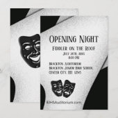Opening Night Theater Masks Invitation Kaart (Voorkant / Achterkant)