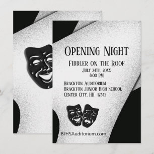 Opening Night Theater Masks Invitation Kaart