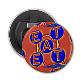 opening rode/blauwe flesje button flesopener (Voorkant)