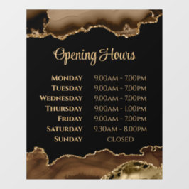 Opening uren venster bruin Gold Agate Raamsticker