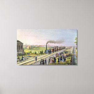 Opening van de eerste spoorweglijn canvas afdruk