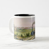 Opening van de eerste spoorweglijn tweekleurige koffiemok (Voorkant links)