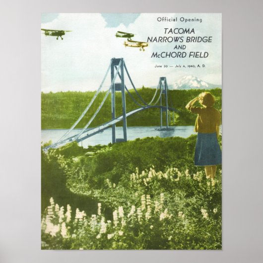 Opening van de Tacoma Narrows Bridge Officiële ope Poster (Voorkant)