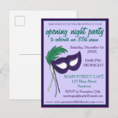 Openingsavond Drama Club Maskerade Masker Party Uitnodiging Briefkaart (Voorkant / Achterkant)